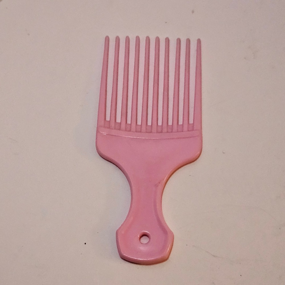 Vintage Pink Hair Pick Comb Wide Tooth Detangler Made in USA Retro Afro Lift - Picture 6 of 7